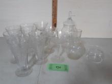 Clear Glass Lot, vases, glasses, etc.