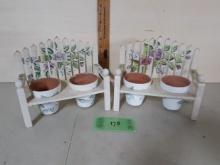 Decorative Garden benches with pots
