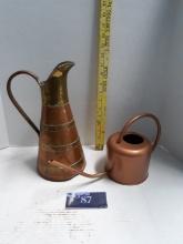 Copper and Brass Banded Pitcher, Watering Can