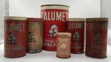 Six Calumet Baking Powder Tins w/ Indian