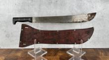 Columbian Machete In Tooled Leather Sheath
