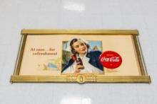 Coca-Cola Cardboard Sign with Wooden Frame