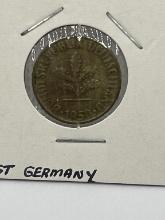 1950-G West Germany 10 Pfenning Coin