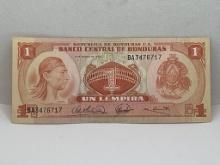 Banco Central De Honduras Un Lempira Bill