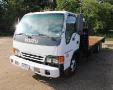 FLATBED TRUCK, ISUZU NPR-HD, Mfg. 2001, diesel, 8' x 15" bed length.,TX. Lic.: GSF9060, VIN: