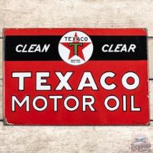 Texaco Motor Oil Clean Clear DS Porcelain Flange Sign "Black T"