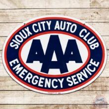 Sioux City Iowa Auto Club AAA Emergency Service DS Porcelain Sign