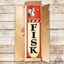 Outstanding NOS 1955 Fisk Embossed SS Tin Sign w/ Original Box