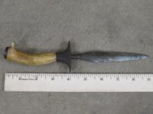 Antique Boot Dagger w/Antler Handle, Stamped "CSA" on one side and "TEXAS" on the other ANTIQUE KNI