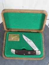 Schrade Cutlery 1992/93 Federal Duck Stamp Commemorative Knife w/wood Case & COA