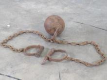 Ball & Chain Leg Irons Stamped "Alcatraz Prison"