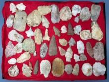 Large Lot of Mainly Burlington Chert Points, Blades, Tools, Found in Missouri
