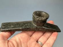 HIGHLIGHT 5 1/8" Steatite Platform Pipe, Hopewell, Found in Geneseo, NY, Pictured Hothem's Pipe