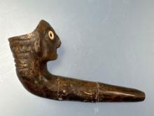 HIGHLIGHT 4 1/2" Iroquoian Face Pipe w/Eye Insert Holes, Found in Northern New York RESTORATION