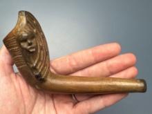 NICE 5 1/4" Escutcheon Iroquois Pipe, Human Effigy, Found in Madison Co., NY, Restoration