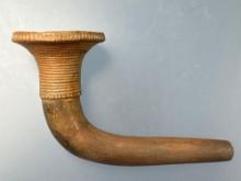 5" Trumpet Bowl Iroquoian Pipe, Highly Stylized Bowl, Stem Restored, Found in NY, Ex: Tom Pipes