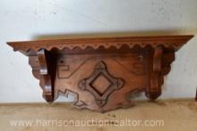 Antique Hand Carved Wooden Clock Shelf