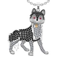 6.87 Ctw Treated Fancy Black Diamond 14K White Gold Cute Dog Pendant Necklace