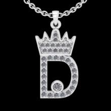 0.24 CtwVS/SI1 Diamond 10K White Gold alphabet (D) Pendant Necklace (ALL DIAMOND ARE LAB GROWN )
