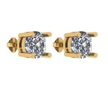 CERTIFIED 2 CTW ROUND D/SI1 DIAMOND (LAB GROWN Certified DIAMOND SOLITAIRE EARRINGS ) IN 14K YELLOW