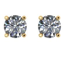 CERTIFIED 1.1 CTW ROUND I/SI2 DIAMOND (LAB GROWN Certified DIAMOND SOLITAIRE EARRINGS ) IN 14K YELLO