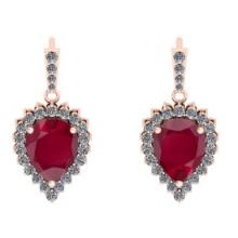 4.65 Ctw VS/SI1 Ruby And Diamond 14K Rose Gold Dangling Earrings (ALL DIAMOND ARE LAB GROWN )