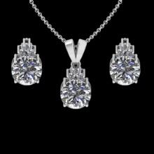 4.65 Ctw VS/SI1 Diamond 14K White Gold Pendant +Earrings Necklace Set (ALL DIAMOND ARE LAB GROWN )
