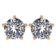 CERTIFIED 2 CTW ROUND D/VS1 DIAMOND (LAB GROWN Certified DIAMOND SOLITAIRE EARRINGS ) IN 14K YELLOW