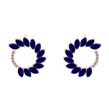 3.18 Ctw VS/SI1 Blue Sapphire And Diamond 14K Rose Gold Earrings (ALL DIAMOND ARE LAB GROWN )