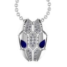0.91 Ctw VS/SI1 Blue Sapphire and Diamond 14K White Gold Snake Necklace(ALL DIAMOND ARE LAB GROWN DI