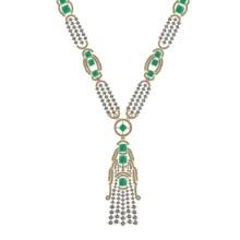 10.25 Ctw VS/SI1 Emerald and Diamond 14k Yellow Gold Necklace ALL DIAMOND ARE LAB GROWN