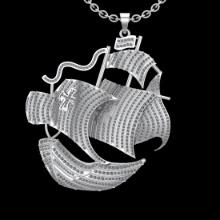 5.14 Ctw VS/SI1 Diamond Prong Set 18K White Gold Ship Necklace (ALL DIAMOND ARE LAB GROWN )