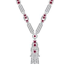 10.25 Ctw VS/SI1 Ruby and Diamond 14k White Gold Necklace ALL DIAMOND ARE LAB GROWN