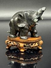 Elephant Carving on Wooden Stand