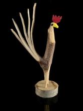 2002 Artist Signed Minnie Adkins Tree Limb Rooster Carving