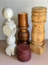 (4) Various Wooden Newel Posts