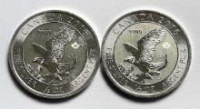 (2) 2016 Canada $2 Bald Eagle 1/2 ozt .9999 Silver (2-coins)