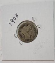 1908 BARBER DIME COIN