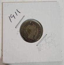 1911 BARBER DIME COIN