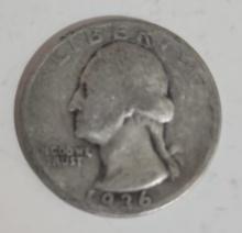 1936 WASHINGTON QUARTER DOLLAR COIN