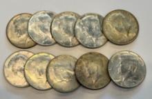 Lot of Ten 1968 Kennedy Half Dollar Coins