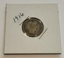 1916 Liberty Head Barber Dime Coin