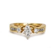 14k Gold Marquise Diamond Ring .33 Carat  Size