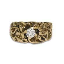 14k Gold Art Nouveau Style Diamond Ring Circa