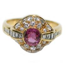 18k Gold 1.0ct Diamond and 0.50ct Ruby Ring Size