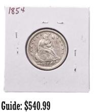 1854 Seated Liberty Quarter ABOUT UNCIRCULATED