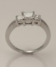 14K White Gold Three Stone Diamond Engagement