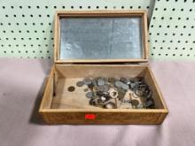 Small Jewelry box w/ asst vintage costume jewelry