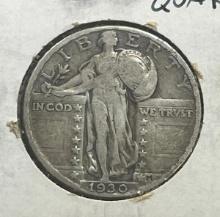 1930 Standing Liberty Quarter Dollar, 90% Silver