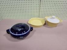 3- Bakeware pieces, all marked Hall Pottery